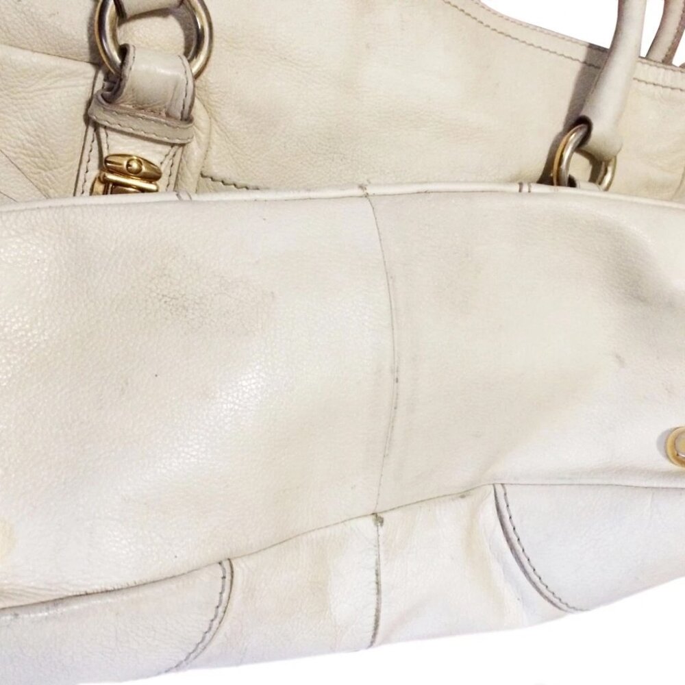 Marc Jacobs Vintage 90s Ivory White Leather Large Satchel Bag - Picture 6 of 12
